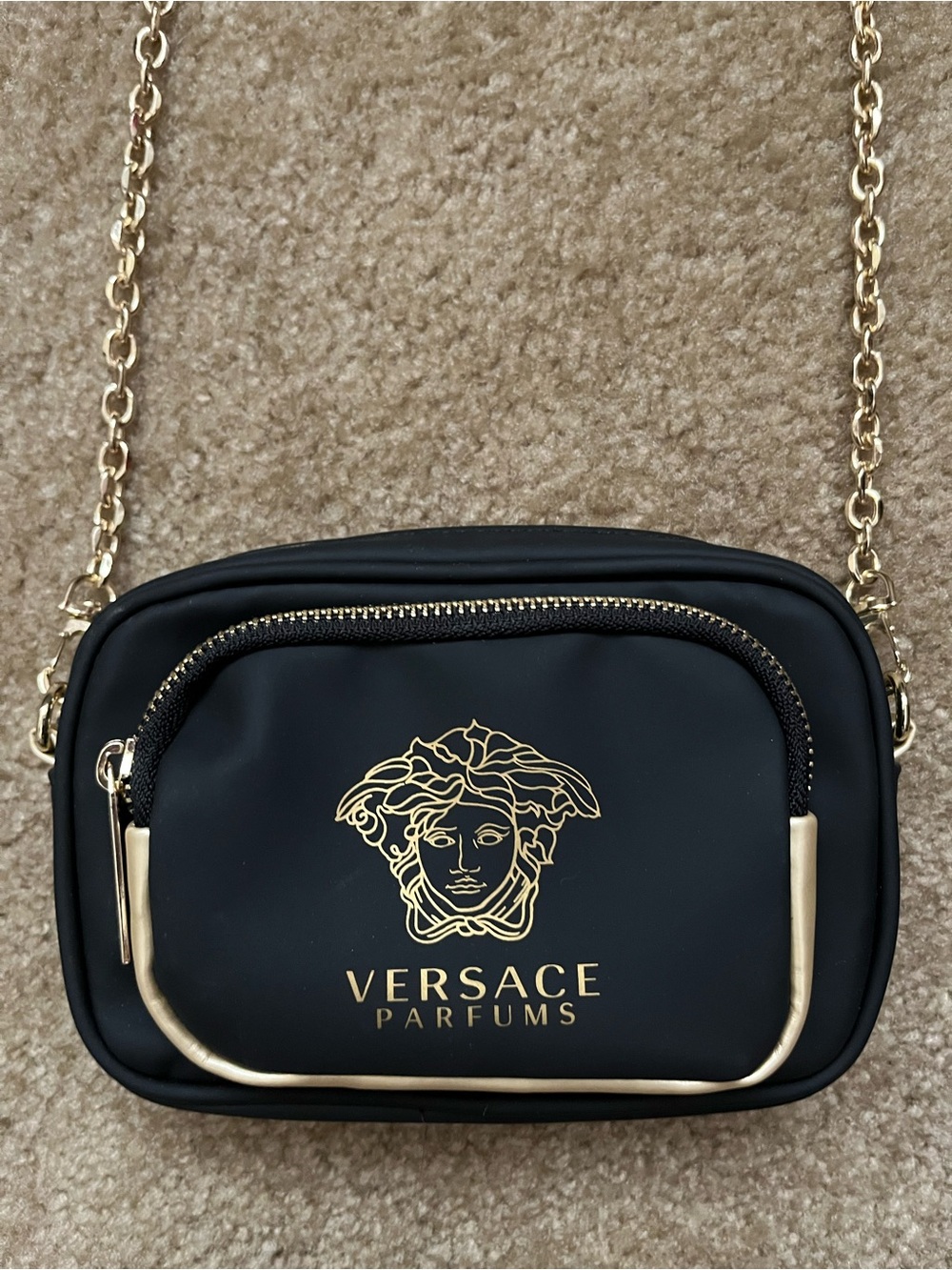 Michael Kors Black Crossbody with Gold Zipper Hardware